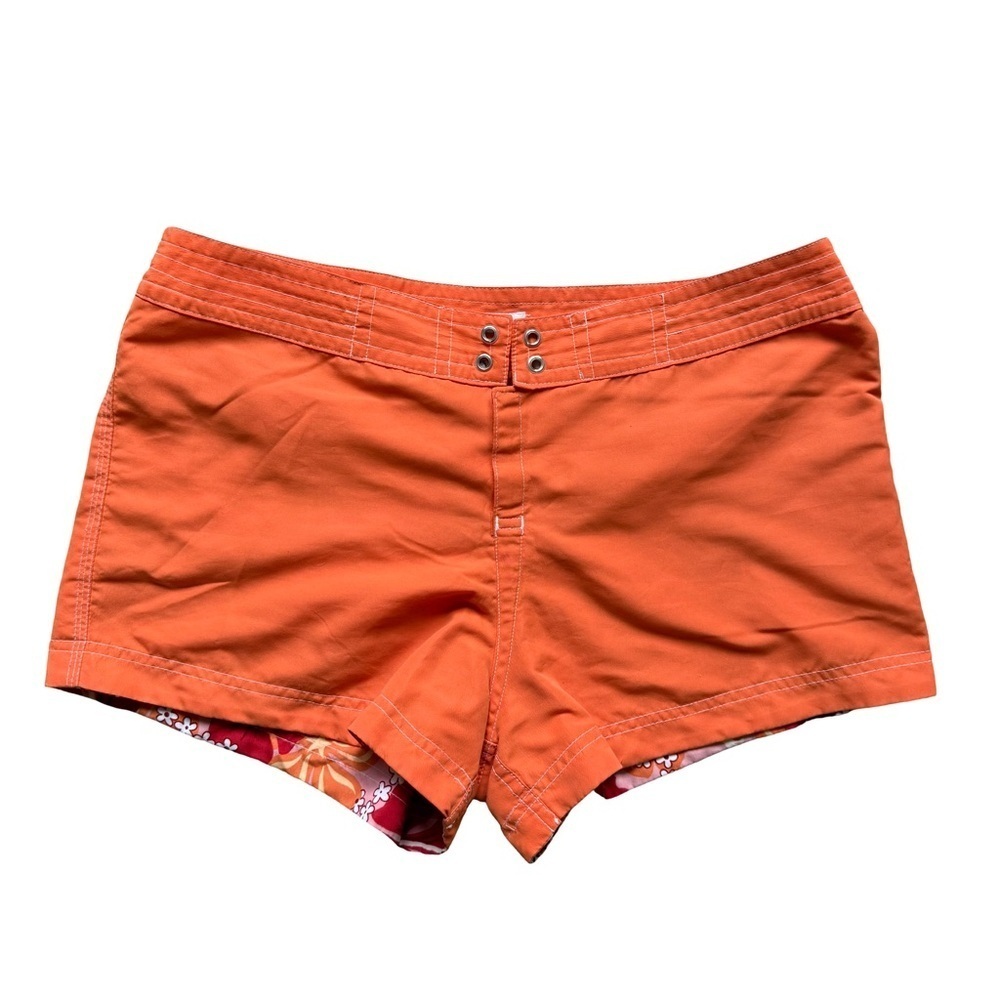 Miken Vintage Y2K Orange Board Shorts Size L Beach Resort Retro Tropical Summer